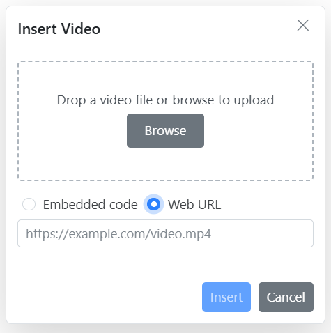 Rich Text Editor Video insert