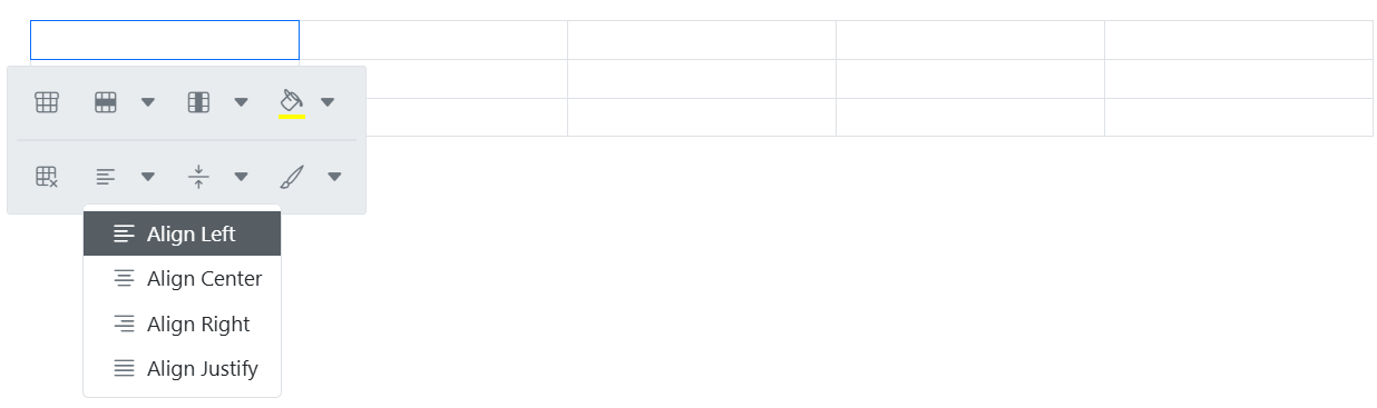 Rich Text Editor table horizontal alignment