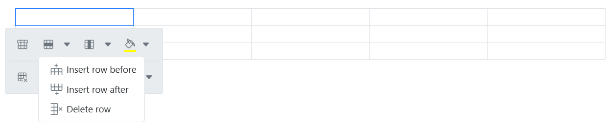 Rich Text Editor table row