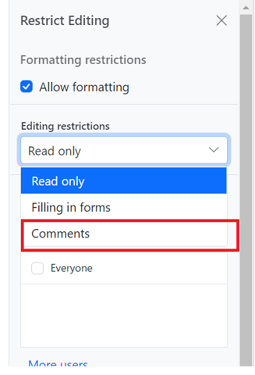 Enable comment only protection